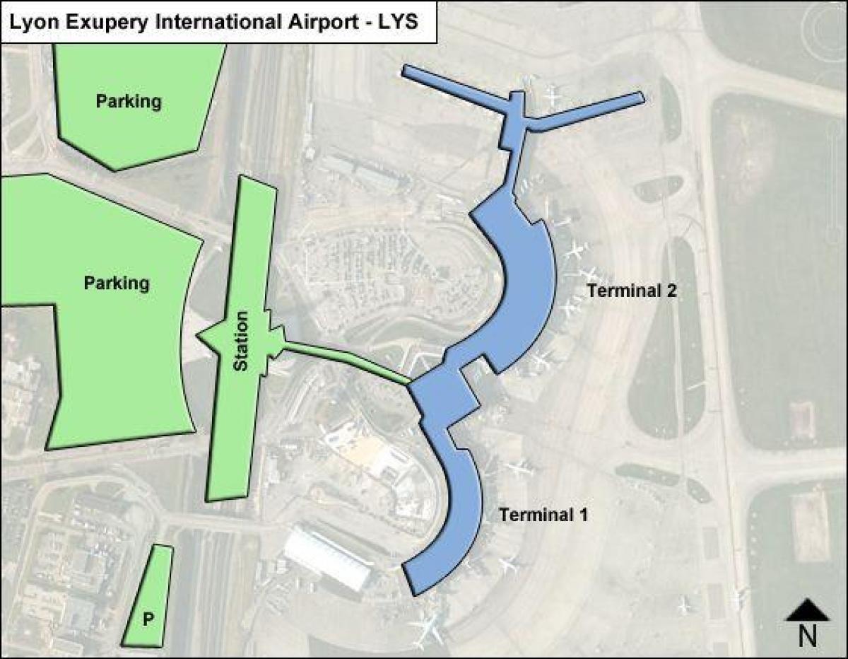 Zemljevid Lyon letališki terminal