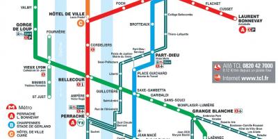Zemljevid podzemne železnice Lyon