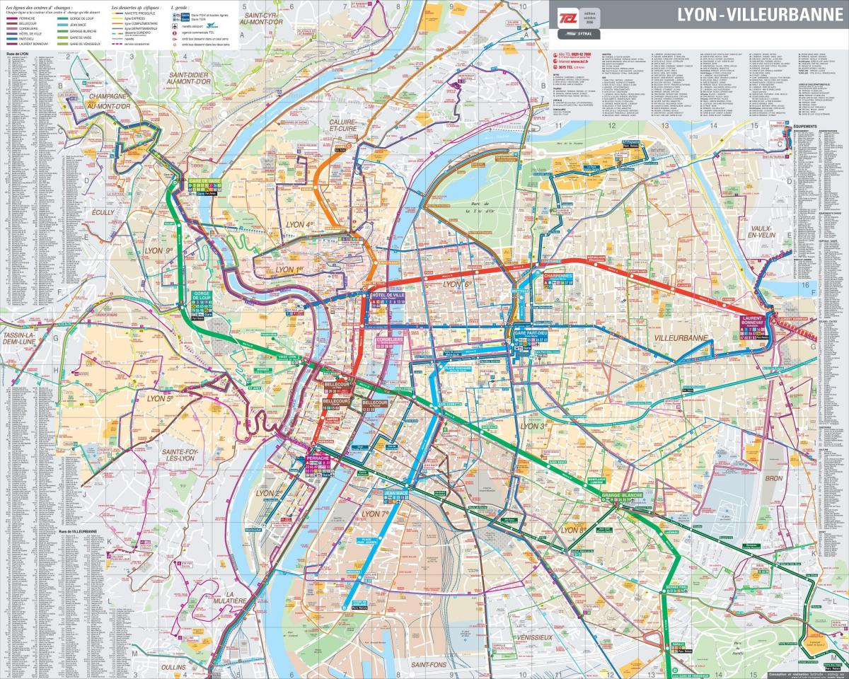 Lyon avtobus poti zemljevid
