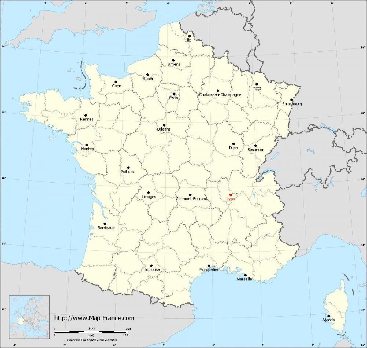 Lyon na zemljevidu