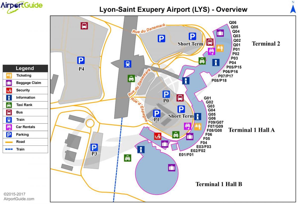 Lyon francija letališče zemljevid