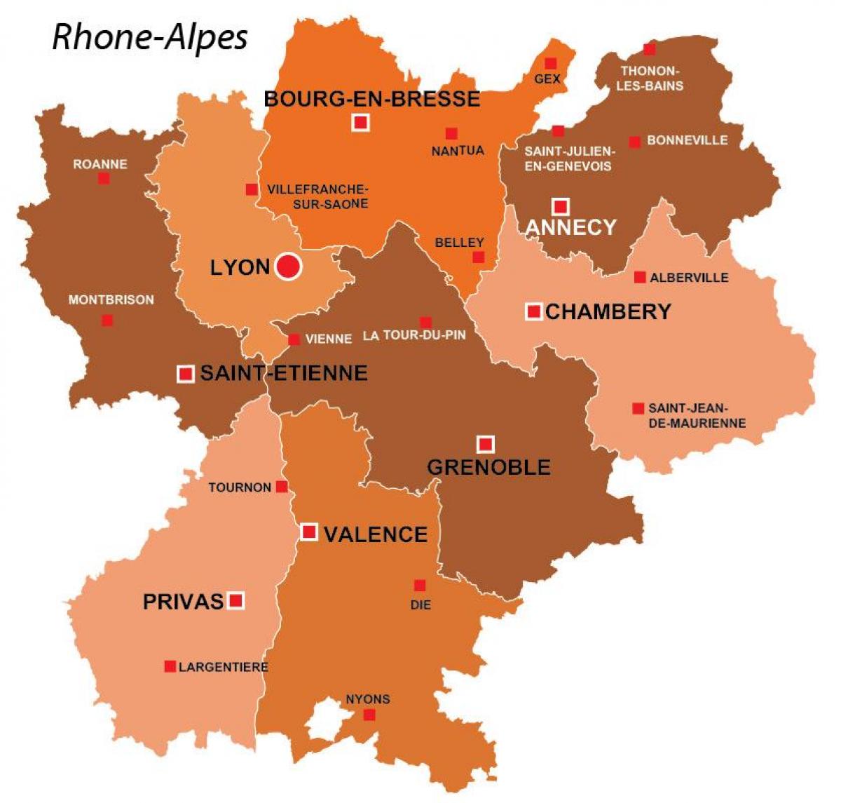 Lyon regija francija zemljevid