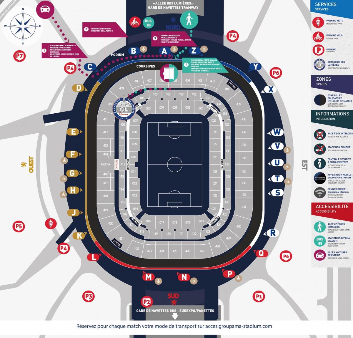 zemljevid Lyon stadion
