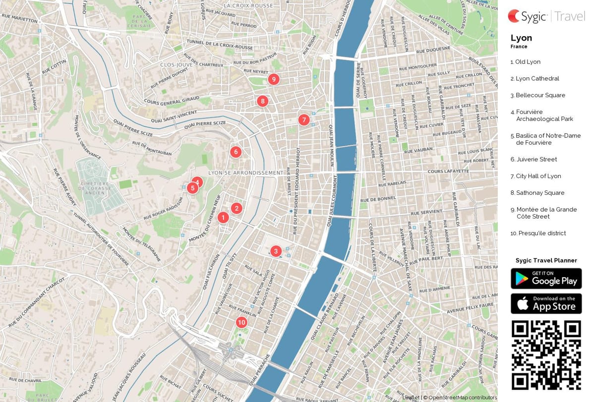 Lyon turistični zemljevid