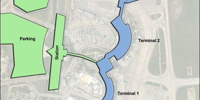 Zemljevid Lyon letališki terminal
