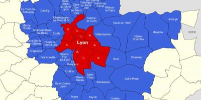 Zemljevid Lyon predmestju 