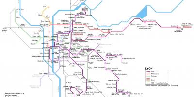 Lyon železniškega zemljevid