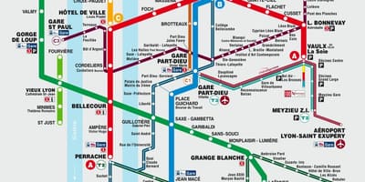 Lyon podzemnih zemljevid