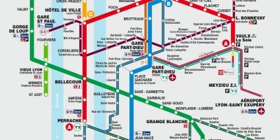 Lyon podzemnih zemljevid