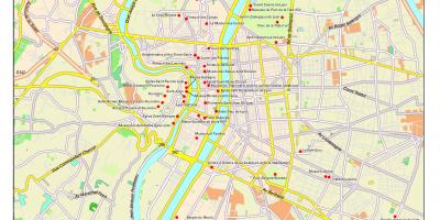 Lyon turističnih znamenitosti na zemljevidu