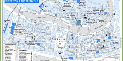 Zemljevid starega mesta Lyon francija